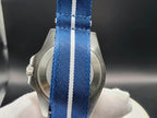 Stainless steel back and blue and shite stripe wristwatch for SJT Original The Bigger Boat
